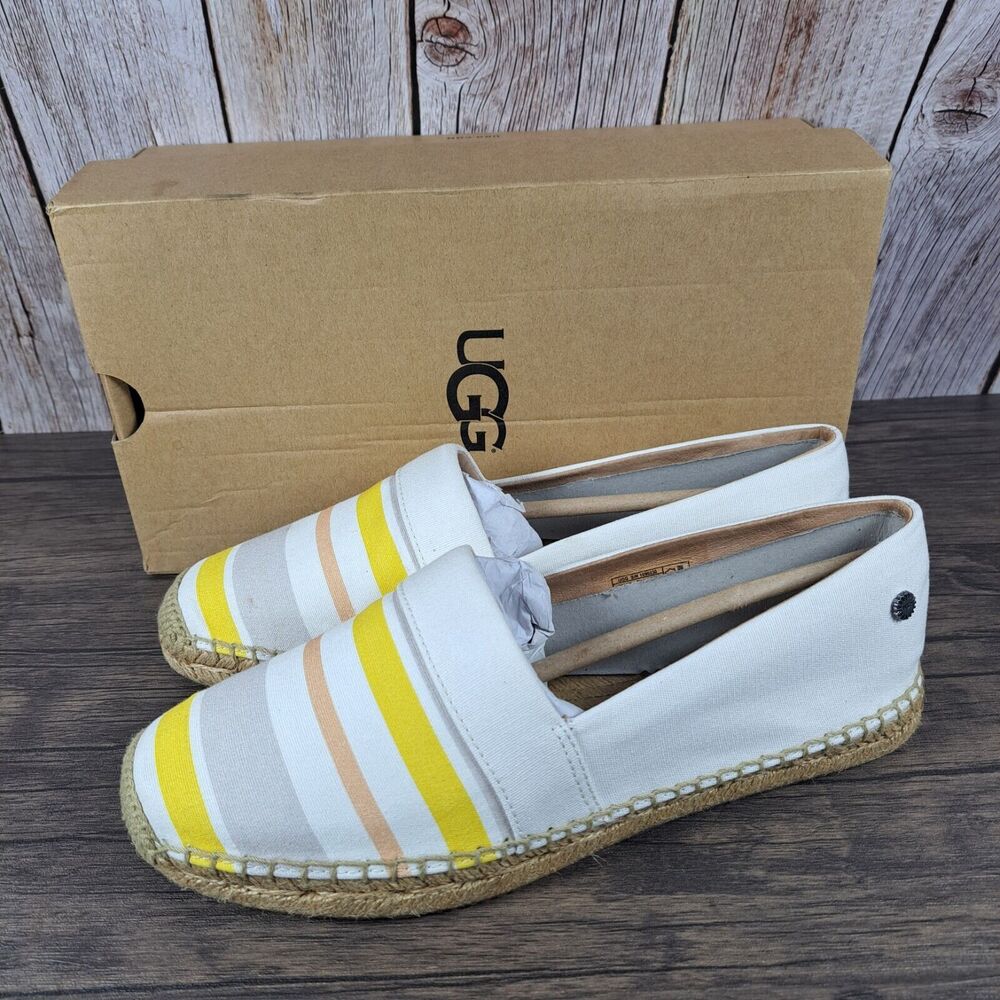 UGG Renada Stripe Women's Sz 9 M Slip On Espadrille Loafer White Multi (NIB)